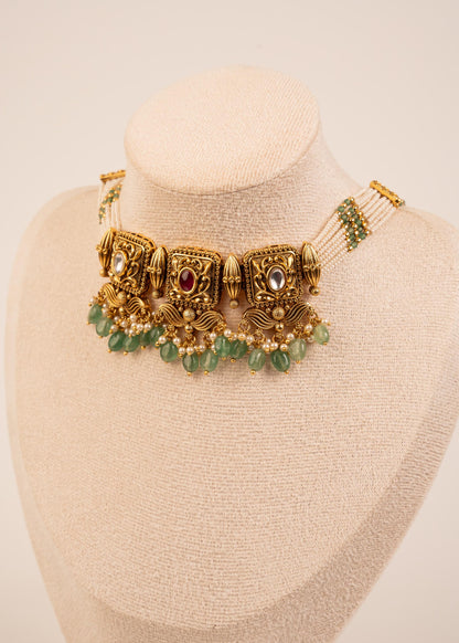 Gold Plated Kundan Choker Necklace Set/ Traditional Jewelry/ Indian Wedding Necklace/ Bridal Jewelry/ Statement Necklace/ Bridesmaid Jewelry