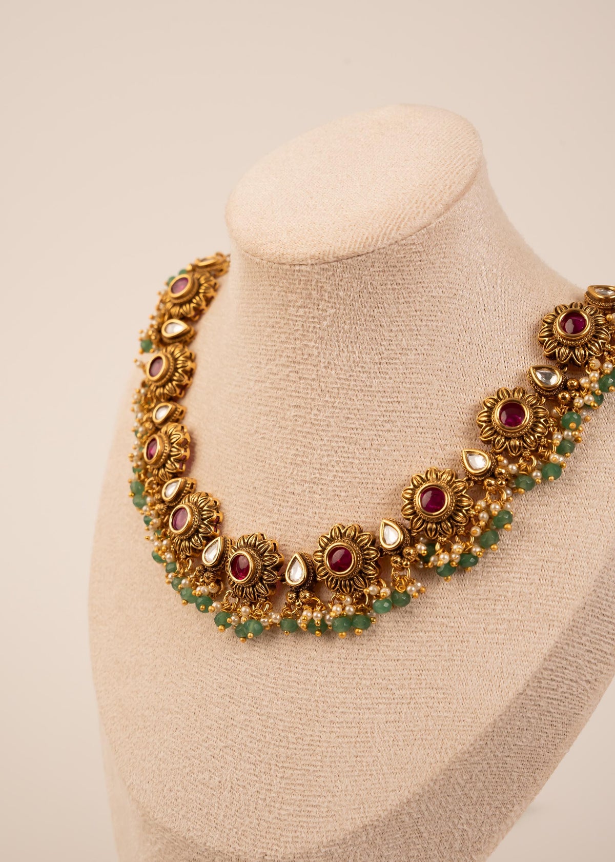 Gold Plated Kundan Choker Necklace Set With Jhumka Earrings/ Antique Jewelry/ Bridal Jewelry/ Indian Wedding Jewelry/ Traditional Jewelry