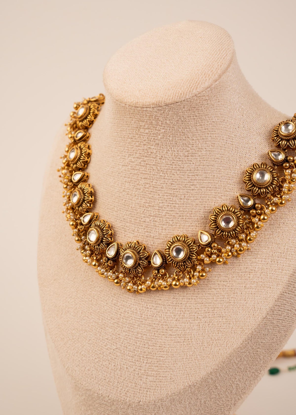 Gold Plated Kundan Choker Necklace Set With Jhumka Earrings/ Antique Jewelry/ Bridal Jewelry/ Indian Wedding Jewelry/ Traditional Jewelry