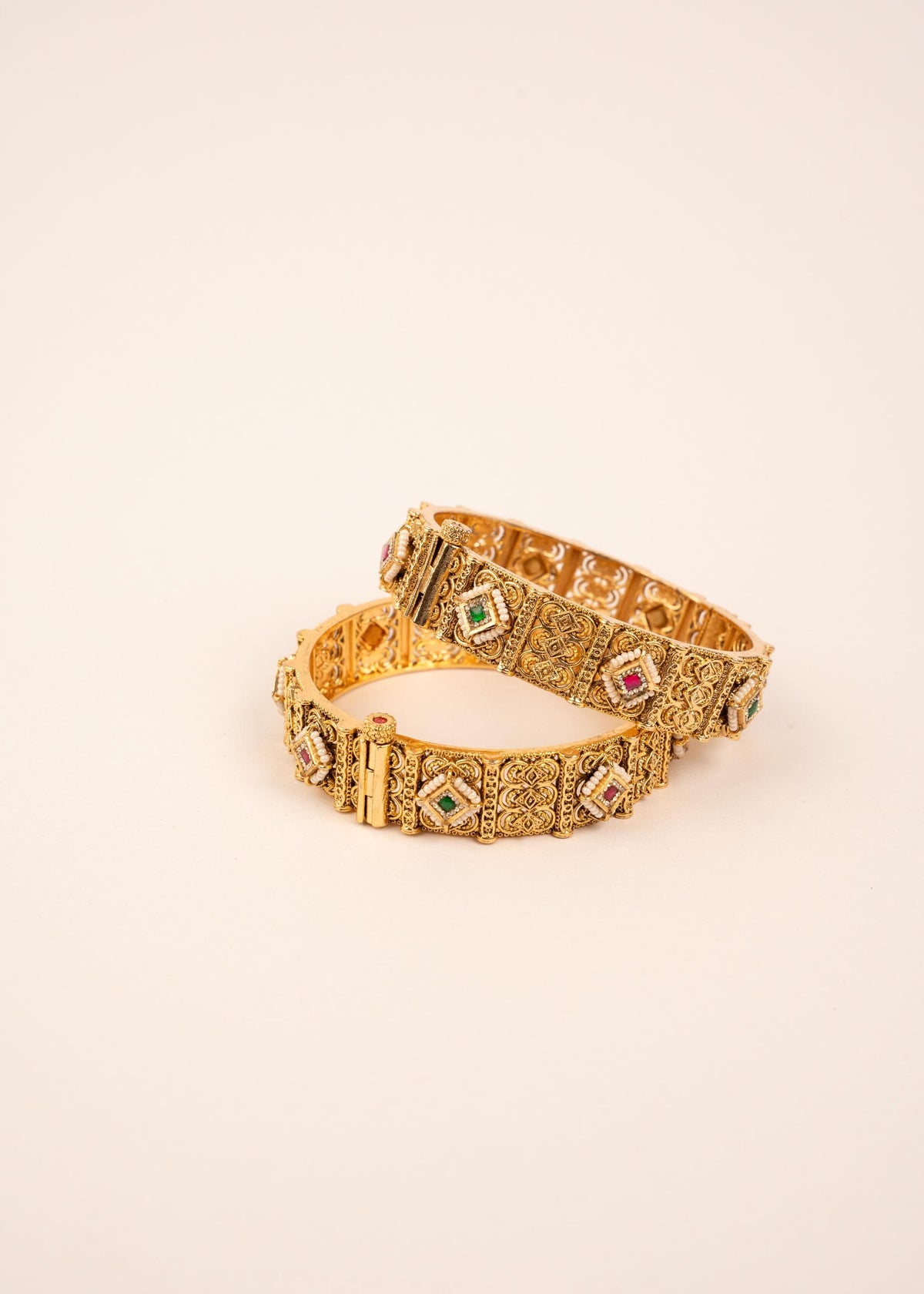 Indian Kundan Openable Kada Bangles/ Bridal Bracelet/ South Indian Bangles/ Gold Plated Bangles/ Green/ Ruby/ Bridal Wedding Bangles