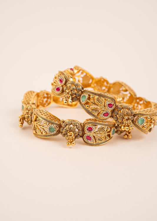 Handcrafted Gold Plated Rajwadi Kada Bangles/ Indian Bracelet/ Kashmiri Kada Bangles/ Traditional Openable Bangles/ Bridal Wedding Bangles