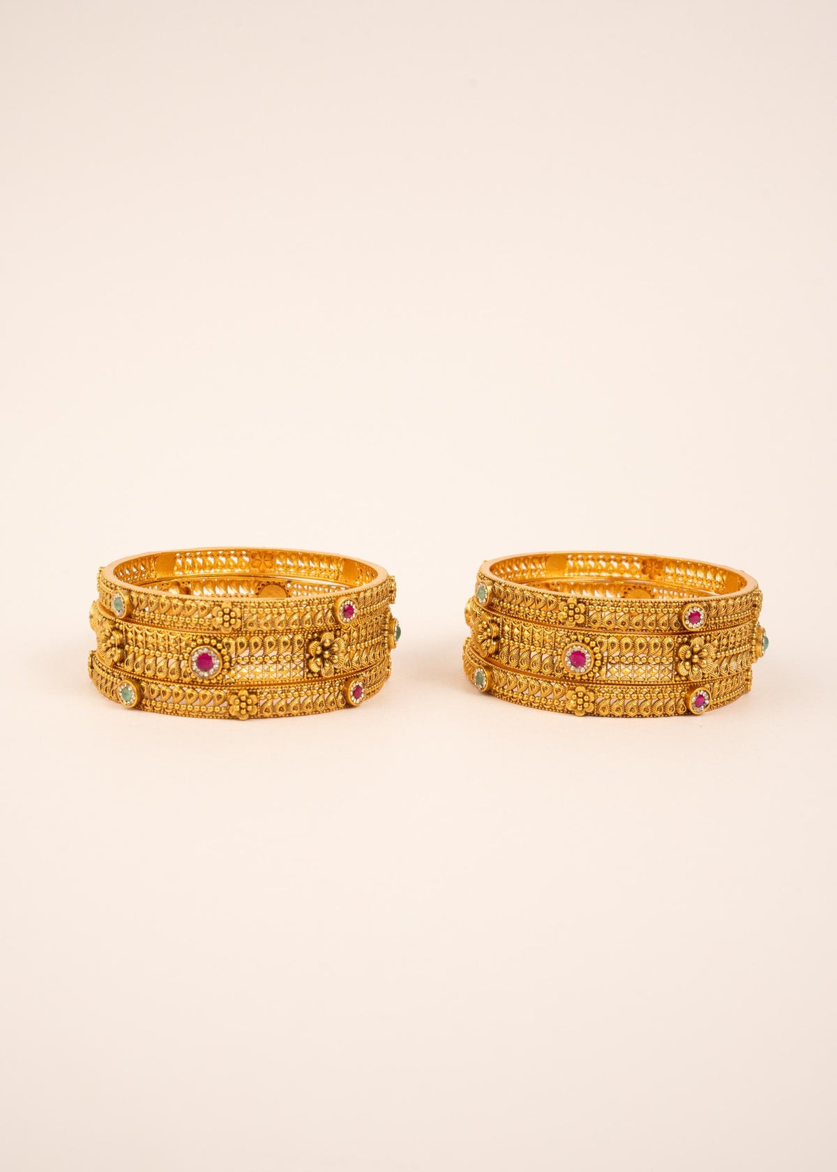 6 Pcs Antique Gold Plated Bangles Set/ Indian Kada/ Kundan Meenakari Bangles Set/ Traditional Bangles/ Heritage Kada/ Ruby/ Green
