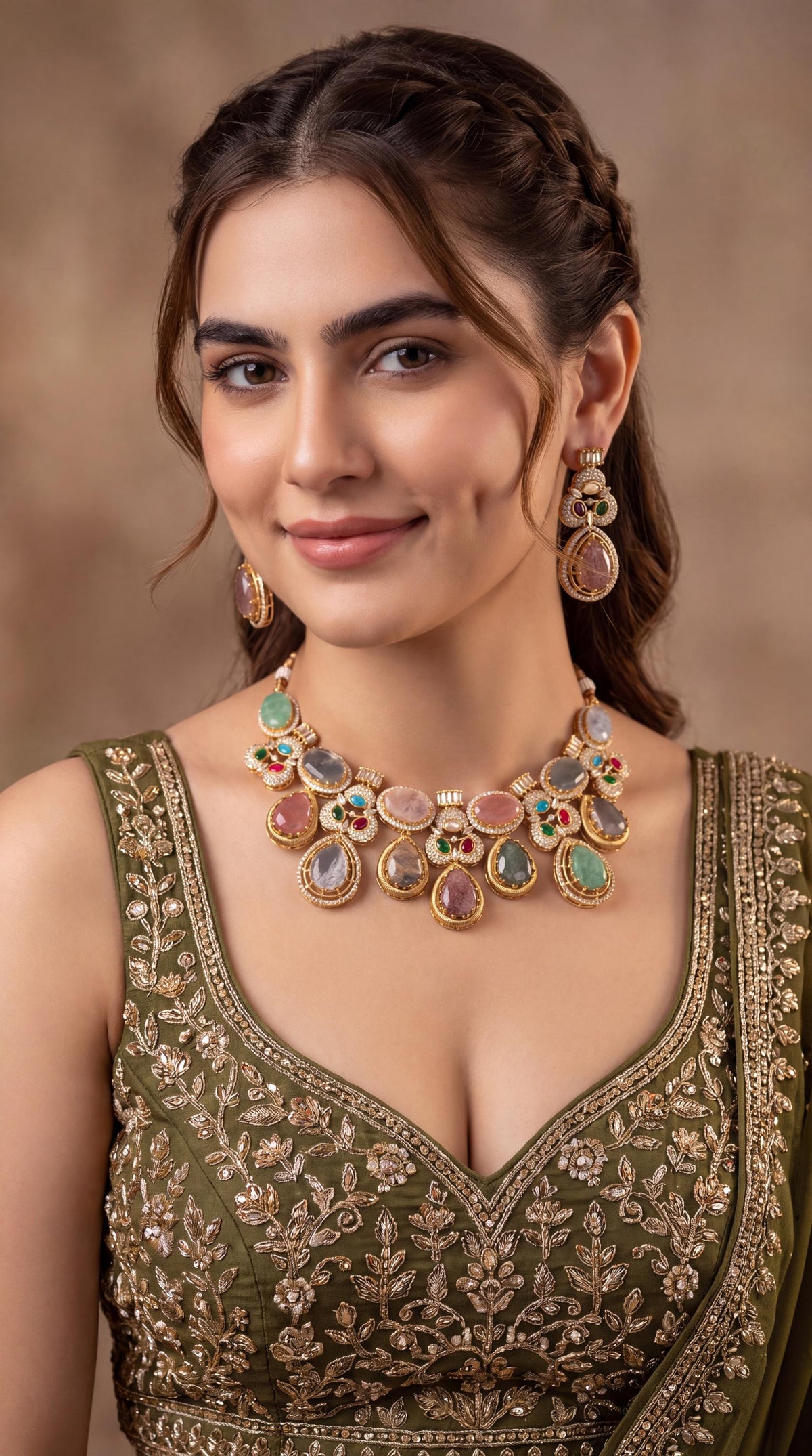 Sabyasachi Inspired Choker Necklace Set/ Designer Necklace/ Indian Wedding Jewelry/ Trendy Statement Necklace/ Wedding Jewelry/ Multicolor __etsy:8661557376