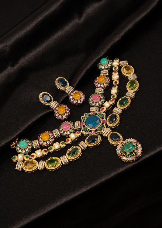Exclusive Triple Layer Sabyasachi Choker Necklace Set/ Designer Jewelry/ Colorful Necklace/ Cocktail Party Jewelry/ Statement Necklace/ Ruby