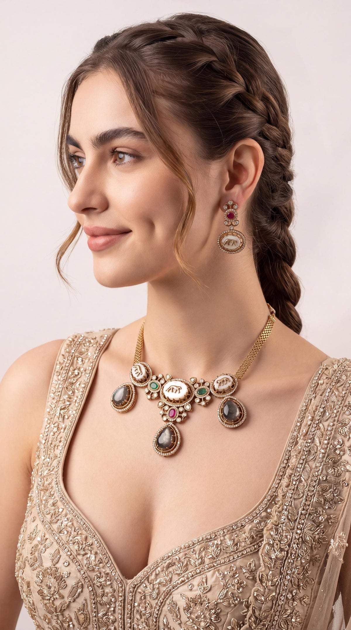 Sabyasachi Inspired Choker Necklace Set/ Indian Wedding Necklace/ Statement Jewelry/ Kundan Necklace Set/ Minimalistic Necklace/ Bridesmaid