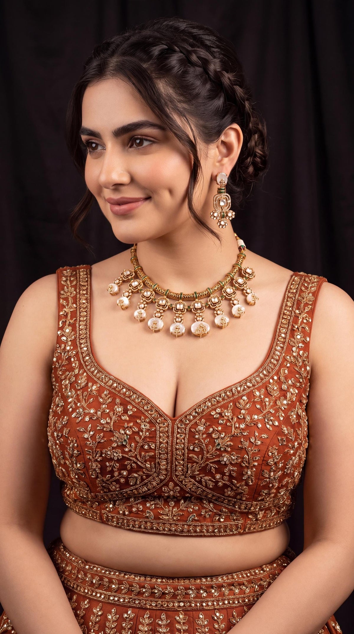 Premium Hasli Style Kundan Choker Necklace Set/ Gold Plated Jewelry/ Designer Wedding Necklace/ Statement Jewelry/ Lightweight Necklace __etsy:8719817761
