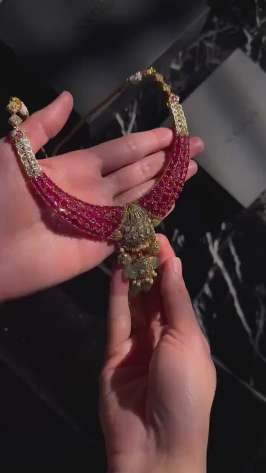 Victorian Moissanite Polki CZ Diamond Necklace/ Indian Bridal Jewelry/ Bollywood Sabyasachi Inspired Set/ Pakistani Jewelry