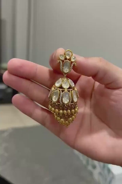 High Quality Moissanite Chandelier Earrings/ Bridal Earrings/ Indian Jewelry/ Wedding Wear/ Bollywood Jewelry/  CZ Earrings/ Gold