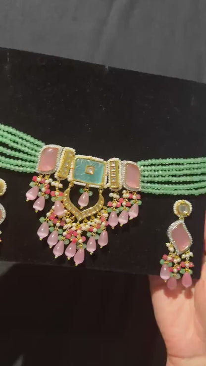 Emerald Blossom Bridal Choker Set.